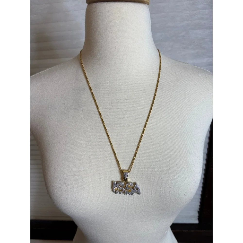 The Gld Shop ISSA Diamond and‎ Yellow Gold Pave Pendant Necklace